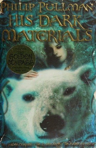 Cover of The Golden Compass by Philip Pullman, the first book of the His Dark Materials trilogy, showing an armored polar bear and a golden alethiometer.