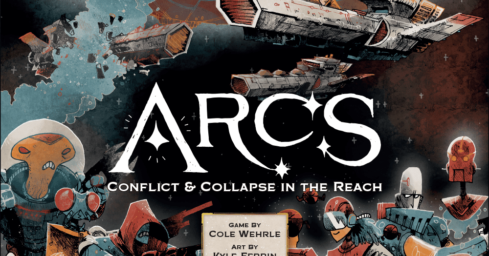 Box art for Arcs, a science-fiction area-control and trick-taking board game with fleets contesting a star system.