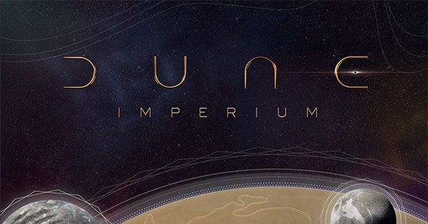 Box art for Dune: Imperium, a worker placement and deckbuilding board game set in Frank Herbert's Dune universe.